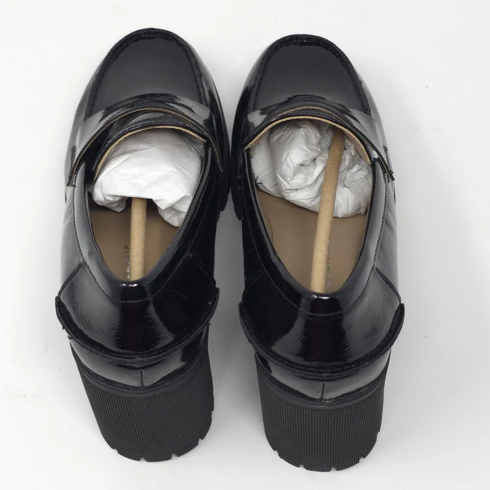 Sun + Stone Presscott Black Patent Chunky Heel Loafers 6.5M - Picture 6 of 12